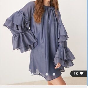 NWT ASOS Long Sleeve Mini Dress Chloe Zimmerman Frill Ruffle